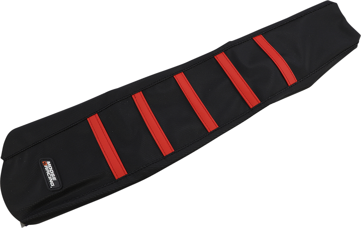 MOOSE OFFROAD Ribbed Seat Cover - Black Cover/Red Ribs / Honda CRF250/450 '21-'25 0821-3368
