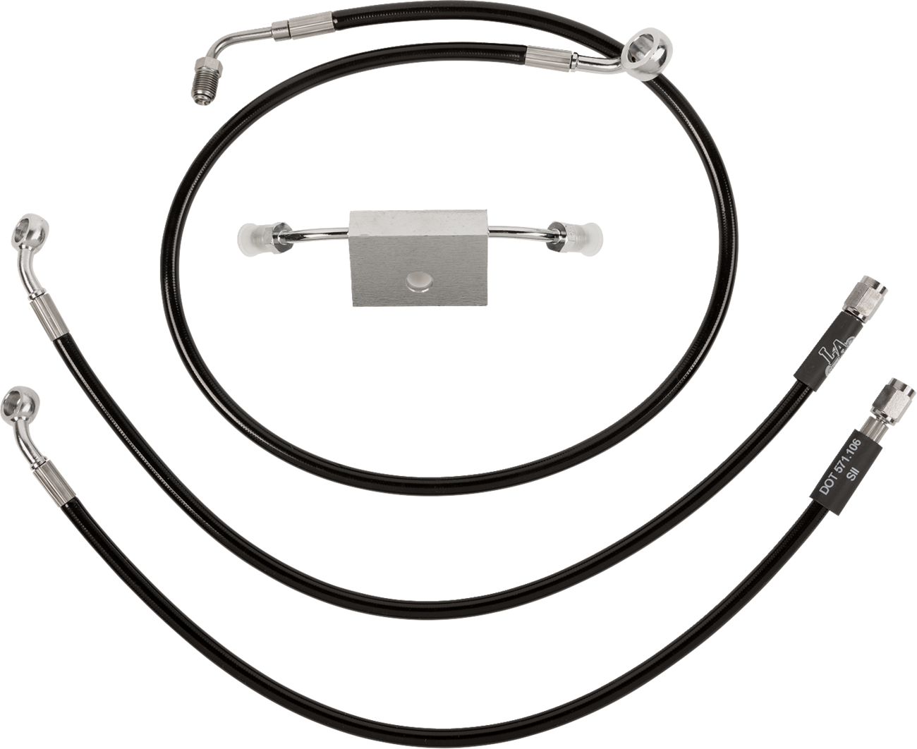 LA CHOPPERS Black Braided Brake Line Kit - Brake Line / 15" / 17" Ape Hanger Handlebars / Black 1741-6244