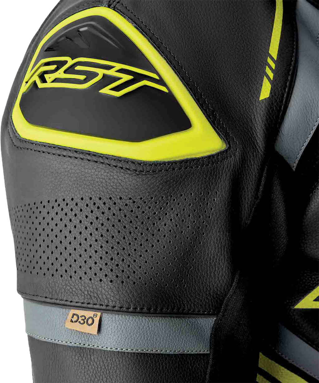 RST S1 D3O Leather Suit - Black / Grey / Fluorescent Yellow - View 19
