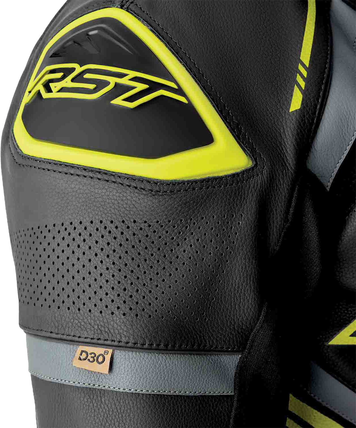 RST S1 D3O Leather Suit - Black / Grey / Fluorescent Yellow - View 19