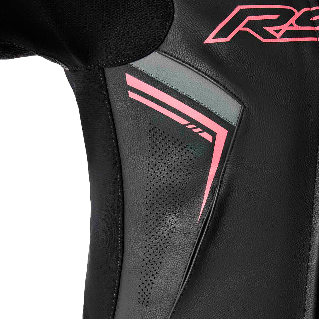 RST S-1 CE Women's Leather Jacket - Black / Fluorescent Pink - View 4