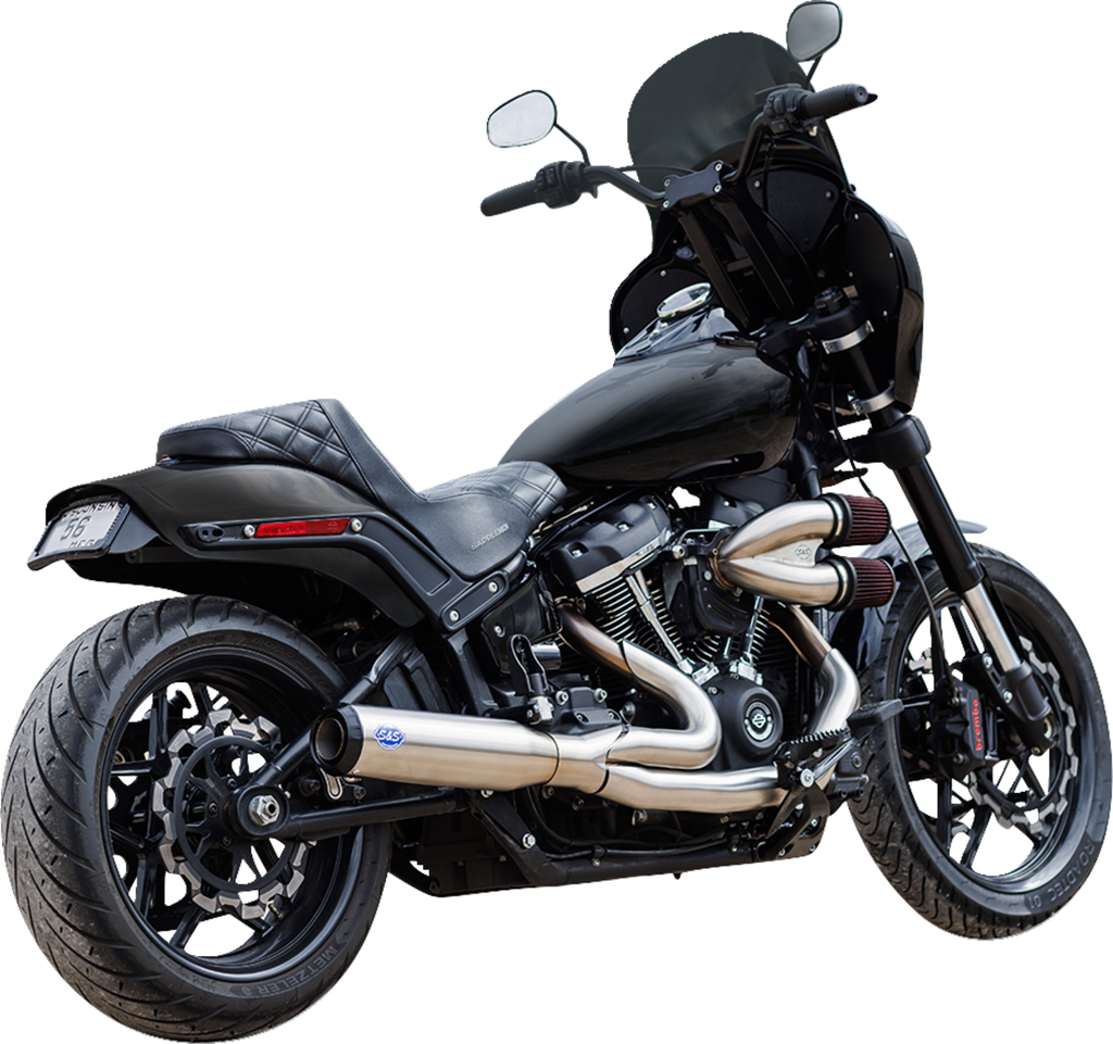 S&S CYCLE 2-into-1 Qualifier Exhaust System - Race Only - Brushed Stainless 550-1105