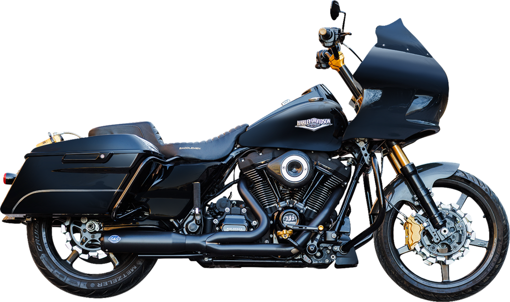 S&S CYCLE 2-into-1 Qualifier Exhaust System - Race Only - Guardian Black 550-1109