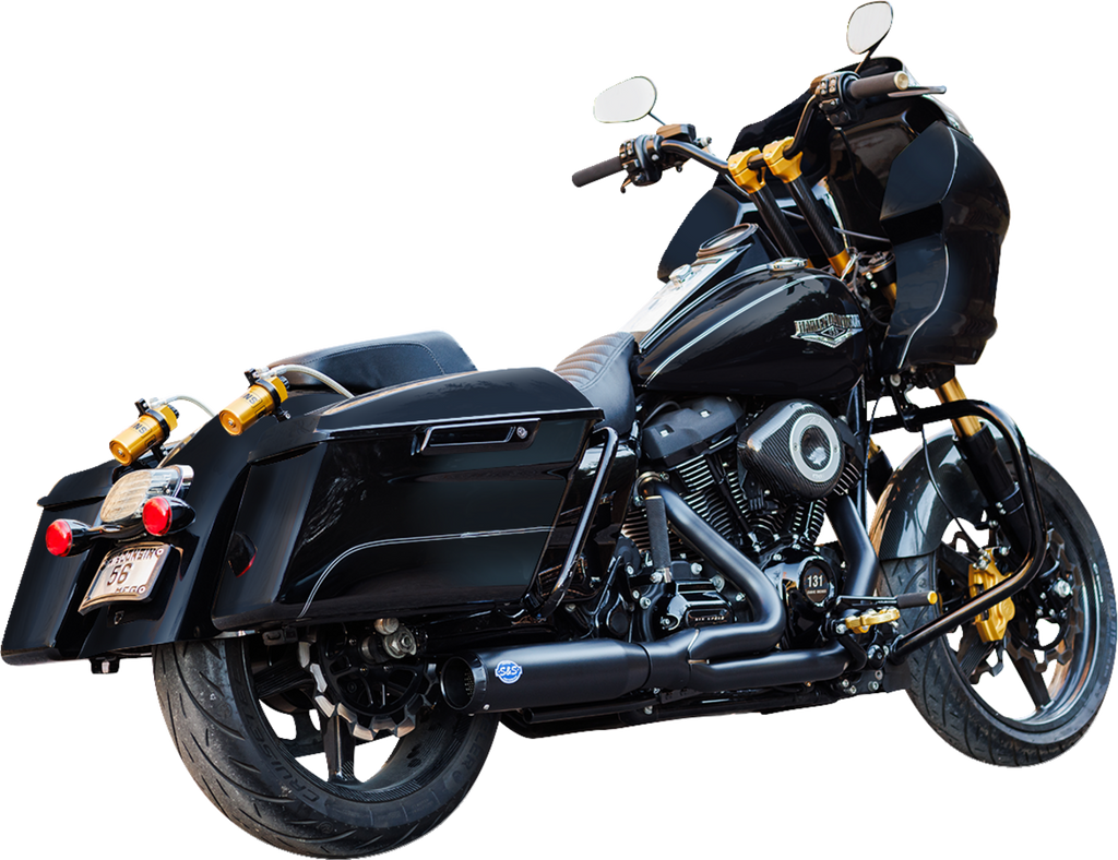 S&S CYCLE 2-into-1 Qualifier Exhaust System - Race Only - Guardian Black 550-1109