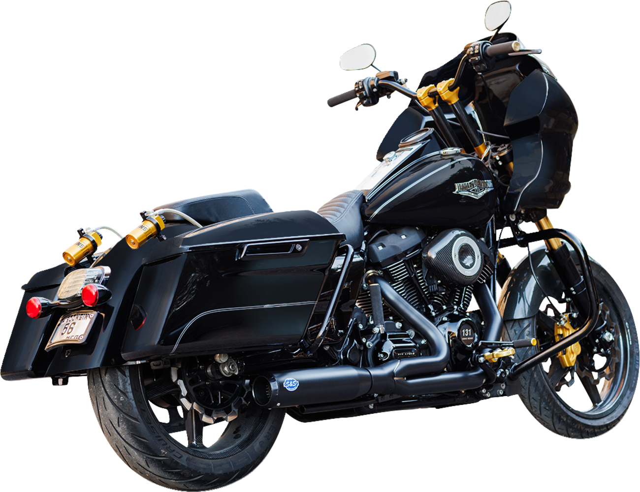 S&S CYCLE 2-into-1 Qualifier Exhaust System - Race Only - Guardian Black 550-1109