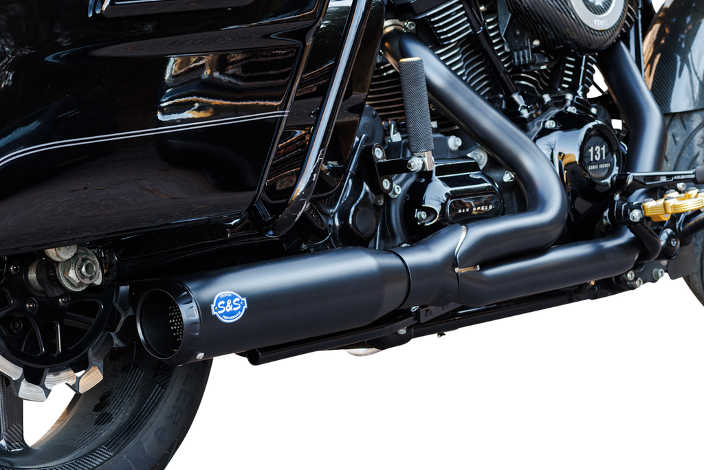 S&S CYCLE 2-into-1 Qualifier Exhaust System - Race Only - Guardian Black 550-1109