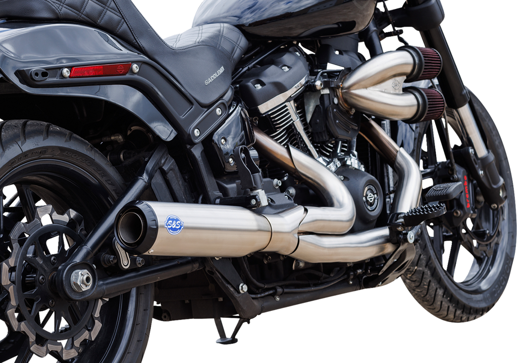 S&S CYCLE 2-into-1 Qualifier Exhaust System - Race Only - Brushed Stainless 550-1105