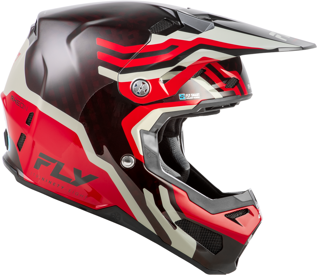 FLY Racing Formula S Carbon Byte Helmet (2026) - Red Carbon / Red / Grey - View 16