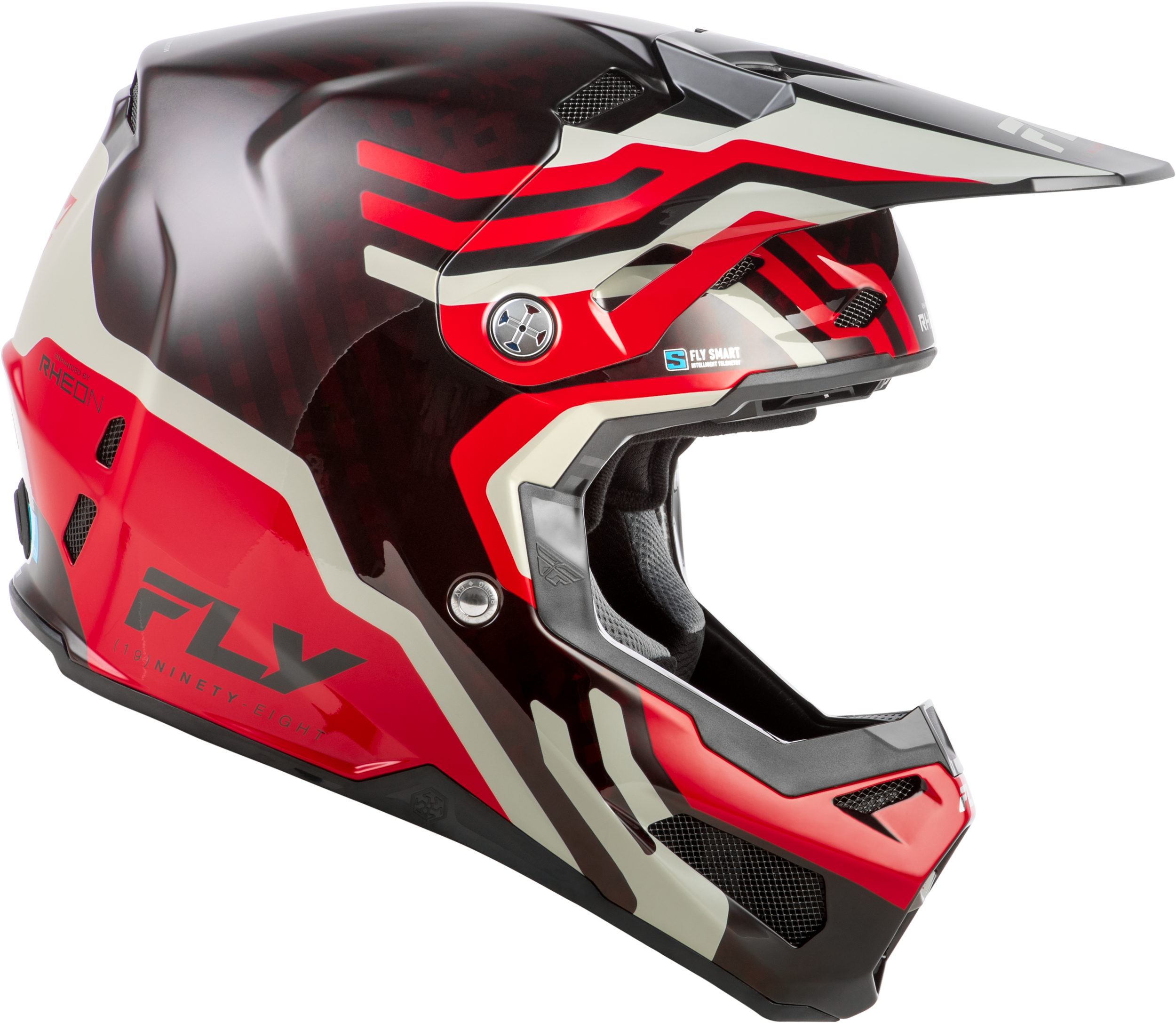 FLY Racing Formula S Carbon Byte Helmet (2026) - Red Carbon / Red / Grey - View 16