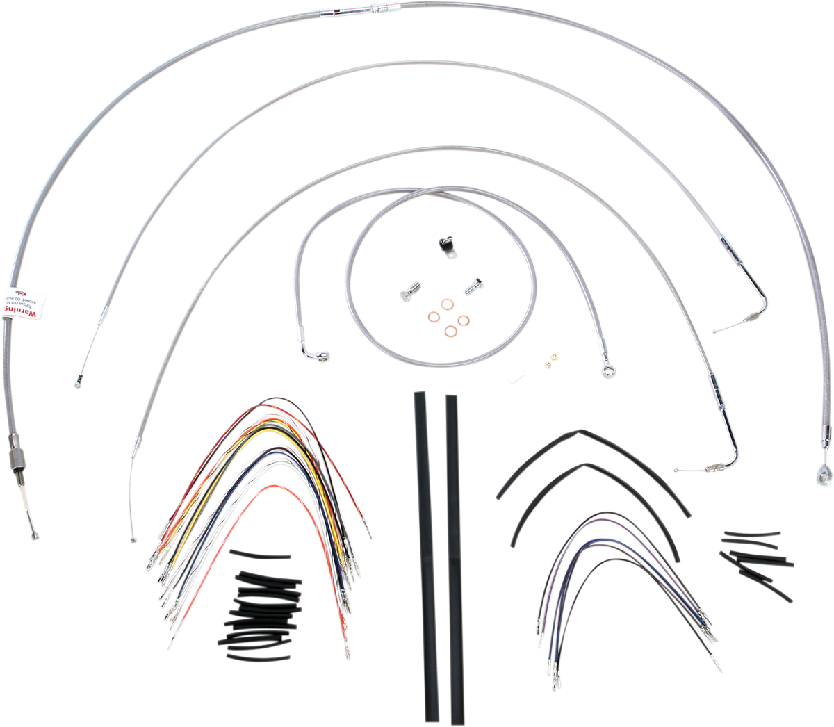 BURLY BRAND Complete Stainless Braided Handlebar Cable/Brake Line Kit - 18" Ape Hangers / '07-'10 FXST 0610-0721