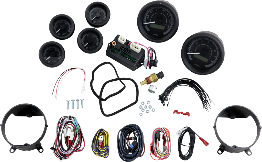DAKOTA DIGITAL MVX-8K Series Analog/Digital Gauge Kit — 8600KGK Model - MVX-8K Series Analog/Digital 6-Gauge Kit / Black Bezel / Black Face with Gray Background 2212-0567