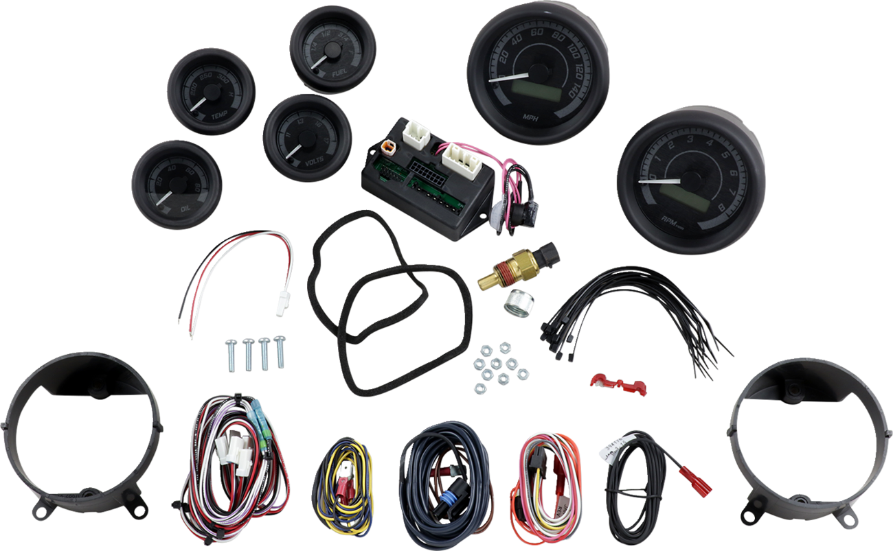 DAKOTA DIGITAL MVX-8K Series Analog/Digital Gauge Kit — 8600KGK Model - MVX-8K Series Analog/Digital 6-Gauge Kit / Black Bezel / Black Face with Gray Background 2212-0567
