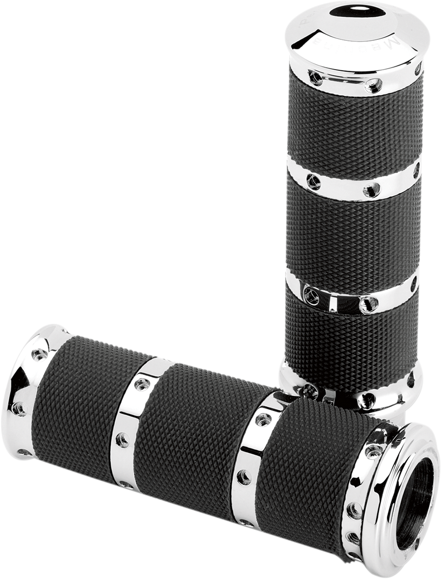 PERFORMANCE MACHINE (PM) Contour XL Renthal Wrapped Grips - TBW - Chrome 0063-2018-CH