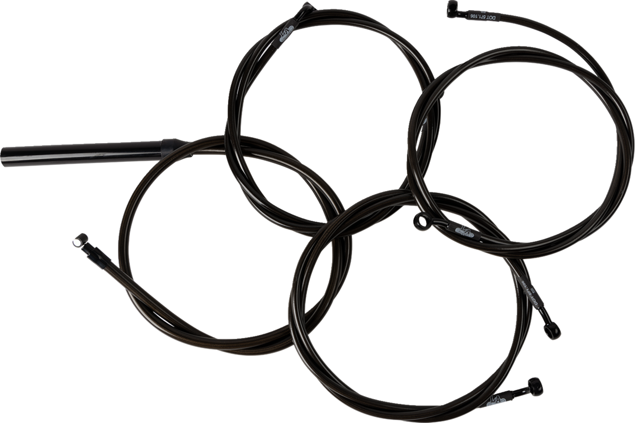 LA CHOPPERS Complete Midnight Braided Handlebar Cable/Brake Line Kit — Standard