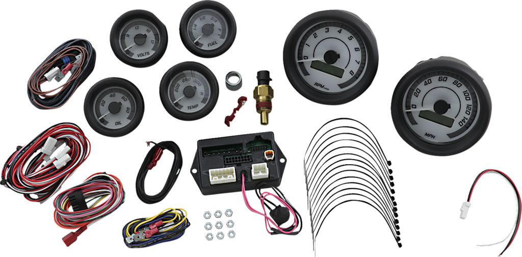 DAKOTA DIGITAL MVX-8K Series Analog/Digital Gauge Kit — 8600WGK Model - MVX-8K Series Analog/Digital 6-Gauge Kit / Black Bezel / White Face with Gray Background 2212-0569