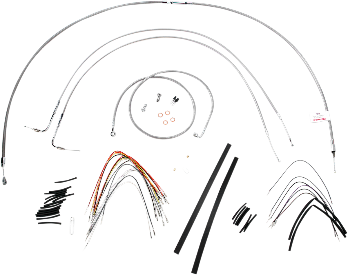 BURLY BRAND Complete Stainless Braided Handlebar Cable/Brake Line Kit - 16" Ape Hangers / '07-'10 FLST 0610-0715