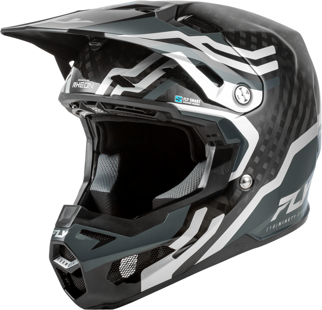 FLY Racing Formula S Carbon Byte Youth Helmet (2026) - Black Carbon / Grey / Silver - View 1