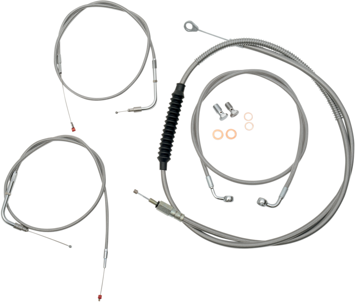 LA CHOPPERS Standard Stainless Braided Handlebar Cable/Brake Line Kit
