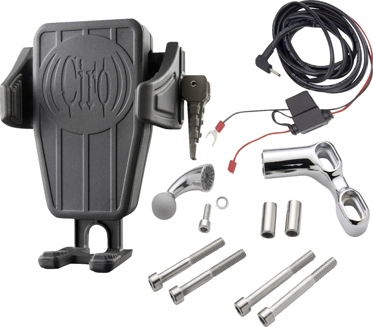 CIRO Gen 2 Cybercharger® Phone Holder - Black / Chrome Offset Perch Mount 0636-0579