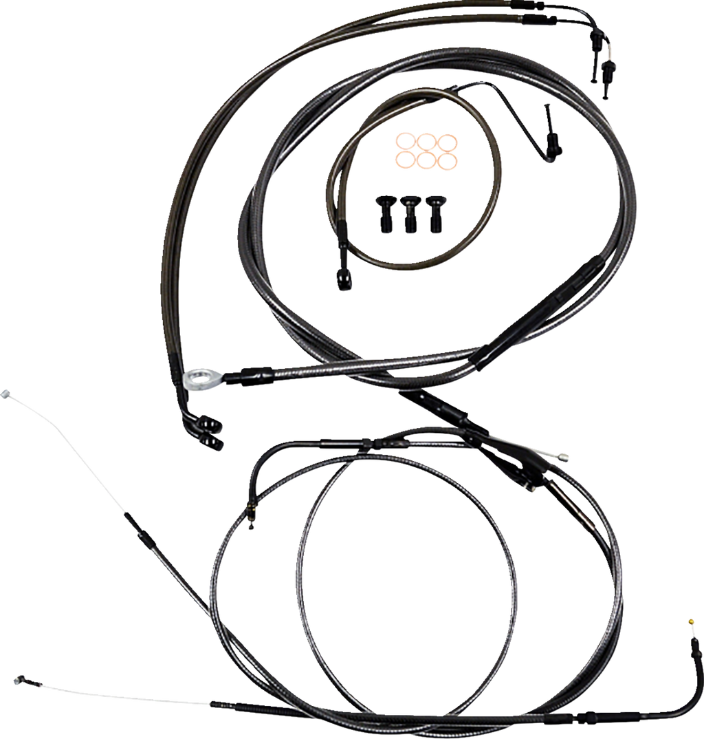 LA CHOPPERS Standard Midnight Braided Handlebar Cable/Brake Line Kit — Mini/Ape Hanger - Handlebar Cable/Brake Line Kit / Quick Connect / Mini Ape Hangers / Midnight / '18-'24 Sof