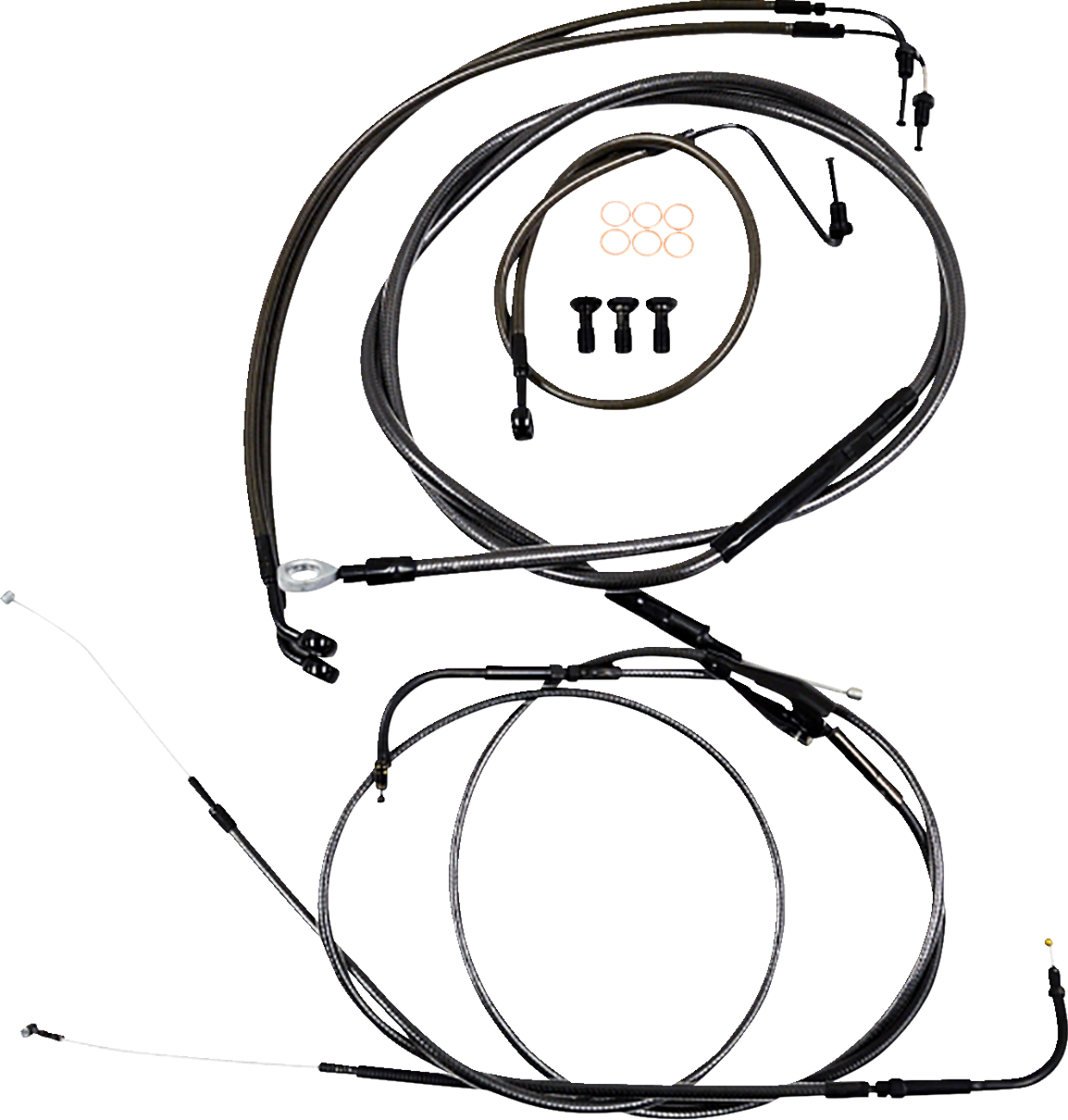 LA CHOPPERS Standard Midnight Braided Handlebar Cable/Brake Line Kit — Mini/Ape Hanger - Handlebar Cable/Brake Line Kit / Quick Connect / Mini Ape Hangers / Midnight / '18-'24 Sof
