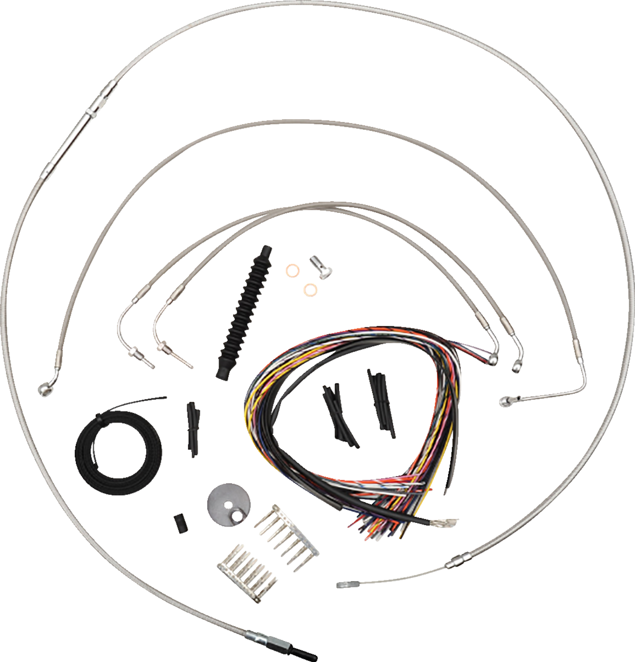 LA CHOPPERS Complete Stainless Braided Handlebar Cable/Brake Line Kit — Cable Kit