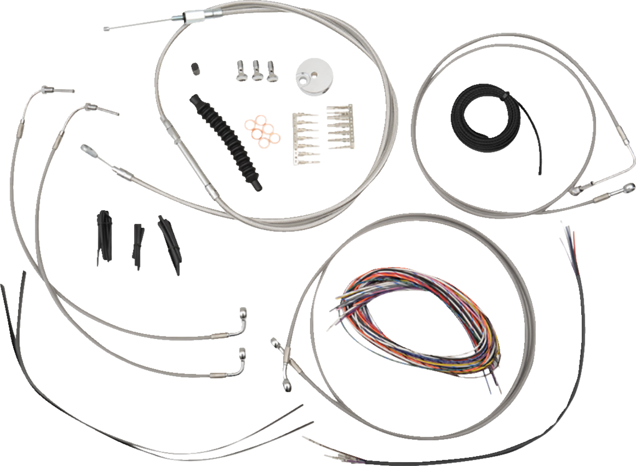 LA CHOPPERS Complete Stainless Braided Handlebar Cable/Brake Line Kit — Cable Kit