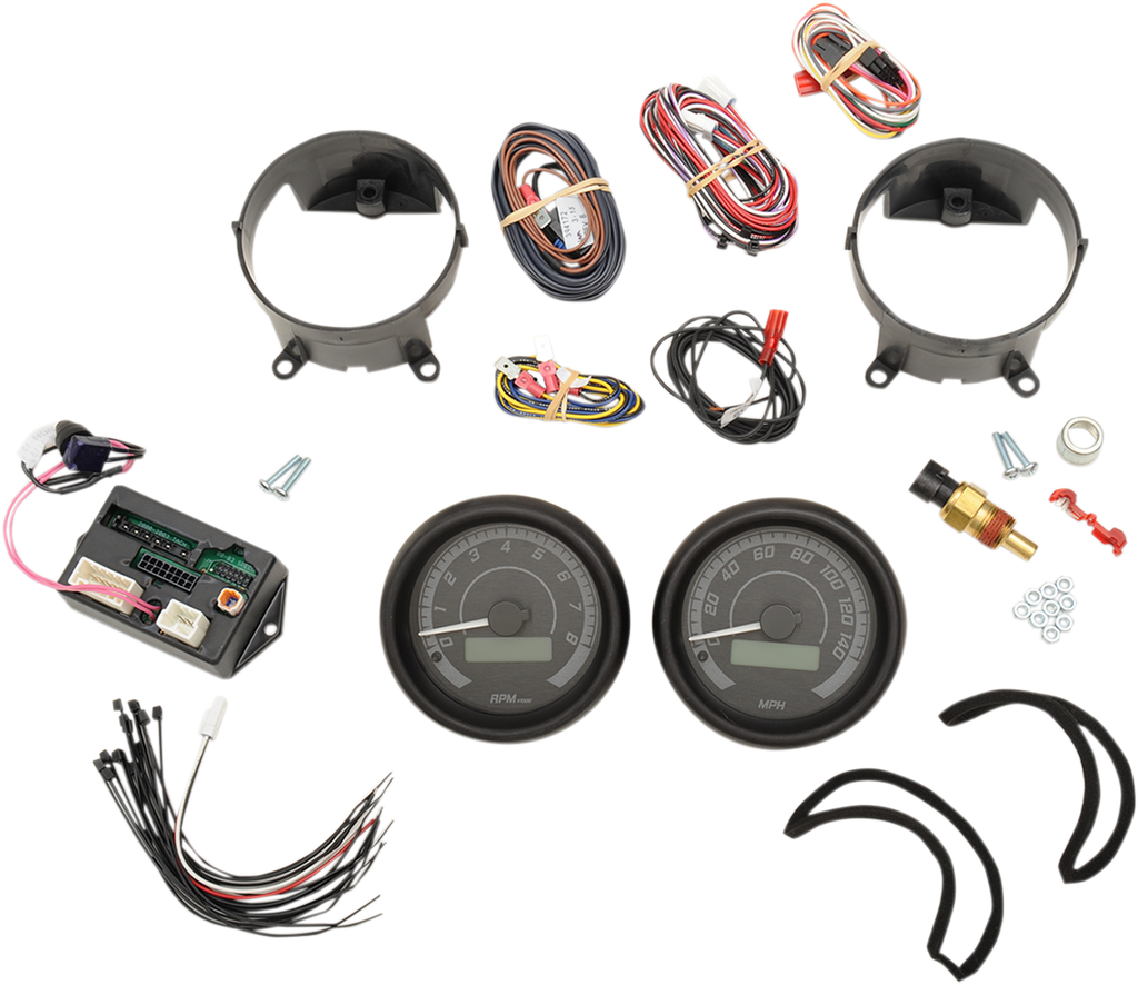 DAKOTA DIGITAL MVX-8K Series Analog/Digital Gauge Kit — 8200KGK Model - MVX-8K Series Analog/Digital 2-Gauge Kit / Black Bezel / Black Face with Gray Background 2212-0573