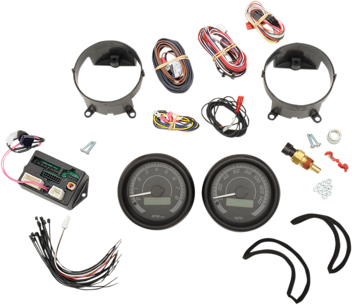 DAKOTA DIGITAL MVX-8K Series Analog/Digital Gauge Kit — 8200KGK Model - MVX-8K Series Analog/Digital 2-Gauge Kit / Black Bezel / Black Face with Gray Background 2212-0573