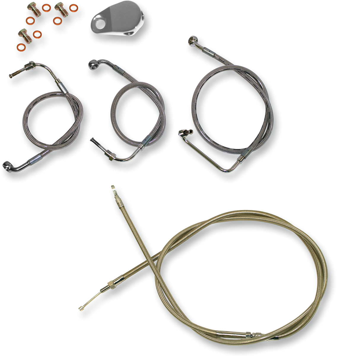 LA CHOPPERS Standard Stainless Braided Handlebar Cable/Brake Line Kit