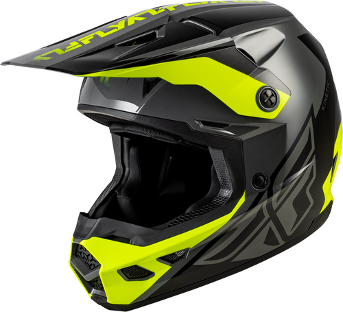 FLY Racing Kinetic Crest Helmet (2026) - Grey / Black / Hi-Viz Yellow - View 19