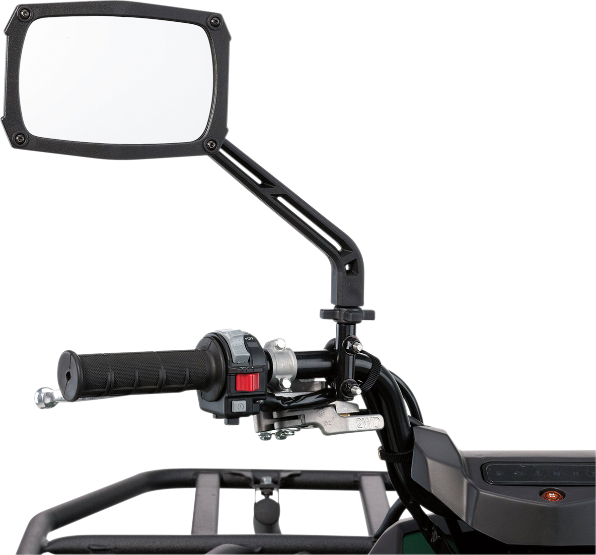 MOOSE OFFROAD ATV Mirror with Vibration Isolator - Mirror / ATV / Side View/Anti-Vibration / Rectangle / Black 0640-1315