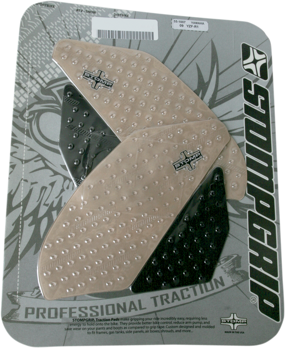 STOMPGRIP Tank Grips - Volcano - Clear/Black - Yamaha - YZF '09-'14 55-10-0007H