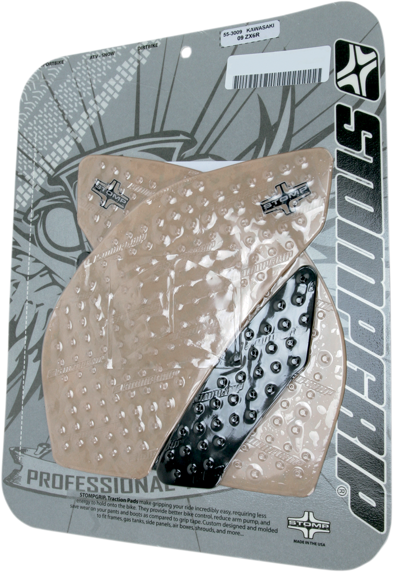 STOMPGRIP Tank Grips - Volcano - Clear/Black - Kawasaki - Ninja '09-'25 55-10-0037H