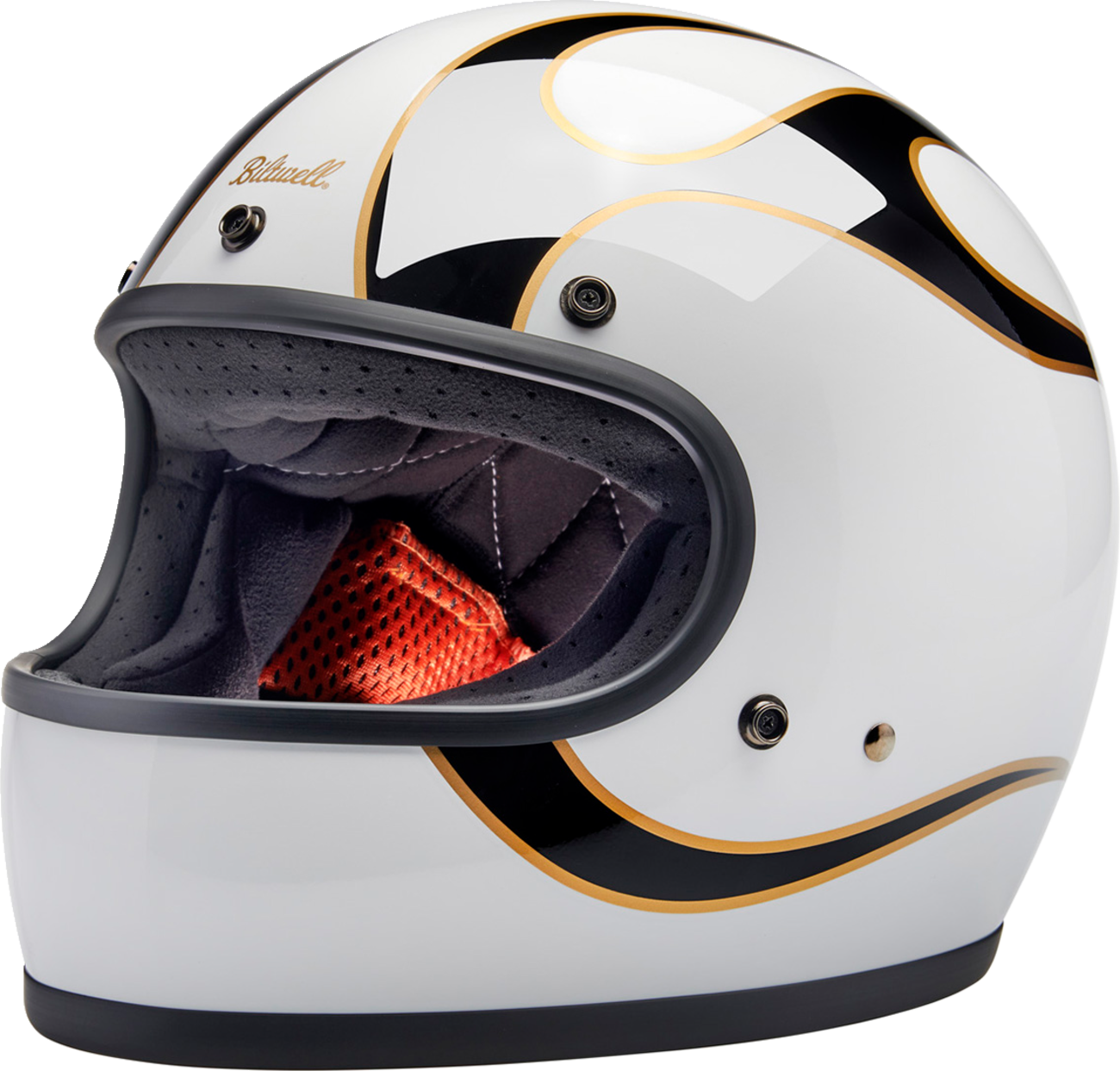 BILTWELL Gringo Helmet - Flames / White/Black / 2XL 0101-16585