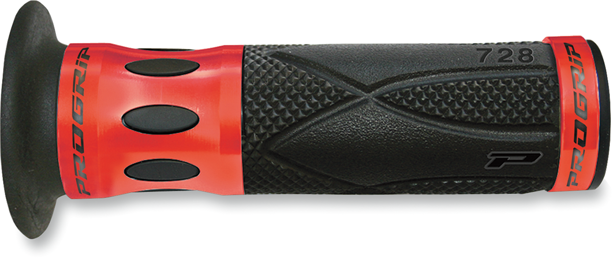 PRO GRIP 728 Superbike Grips - Open Ends - Red 728RDOE