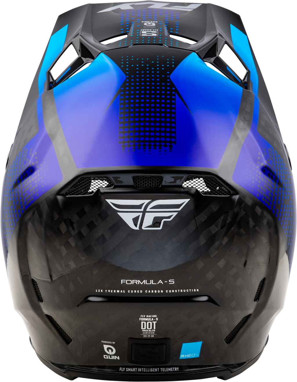 FLY Racing Formula S Carbon Protocol Helmet - Black Carbon / Blue - View 2