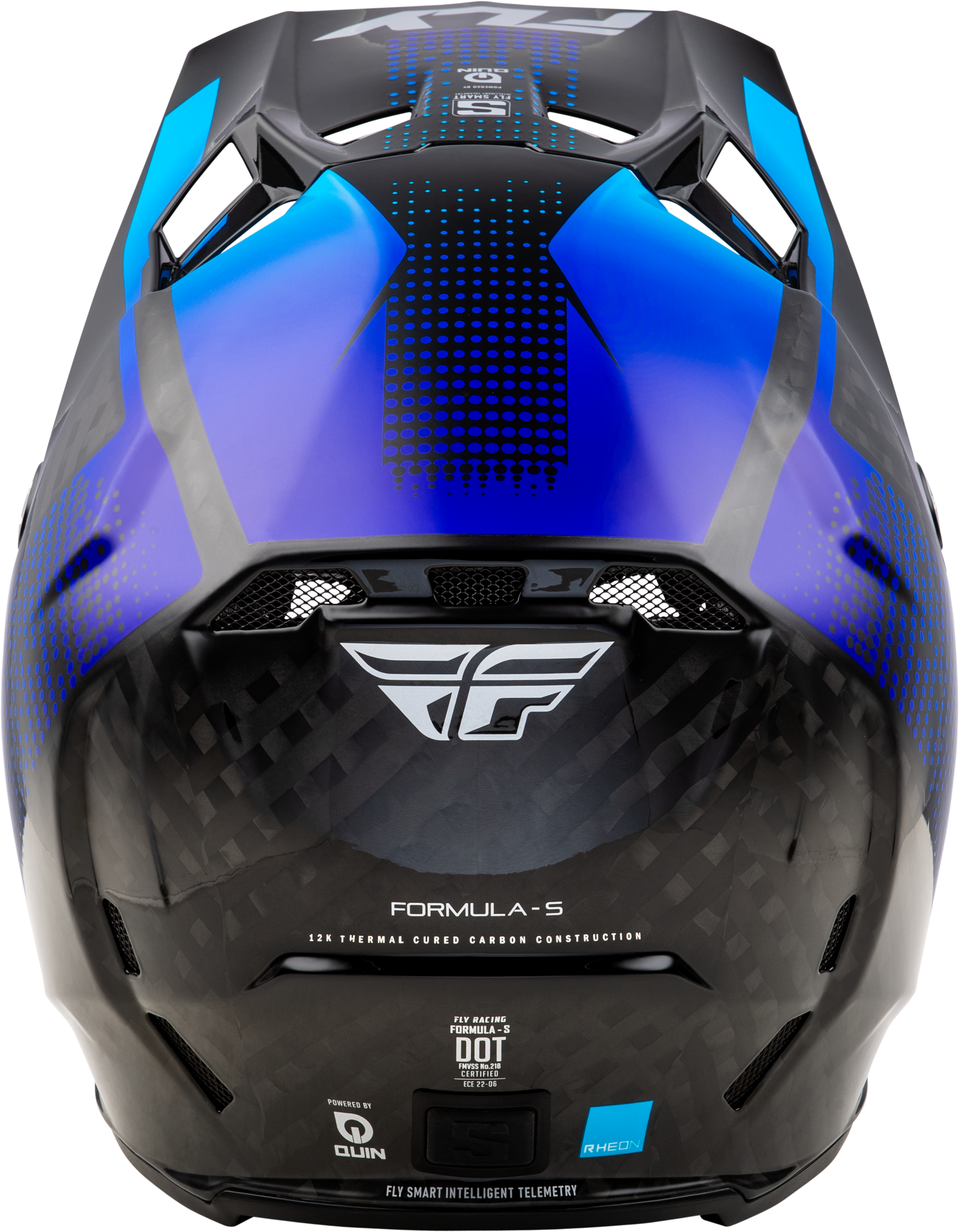 FLY Racing Formula S Carbon Protocol Helmet - Black Carbon / Blue - View 2