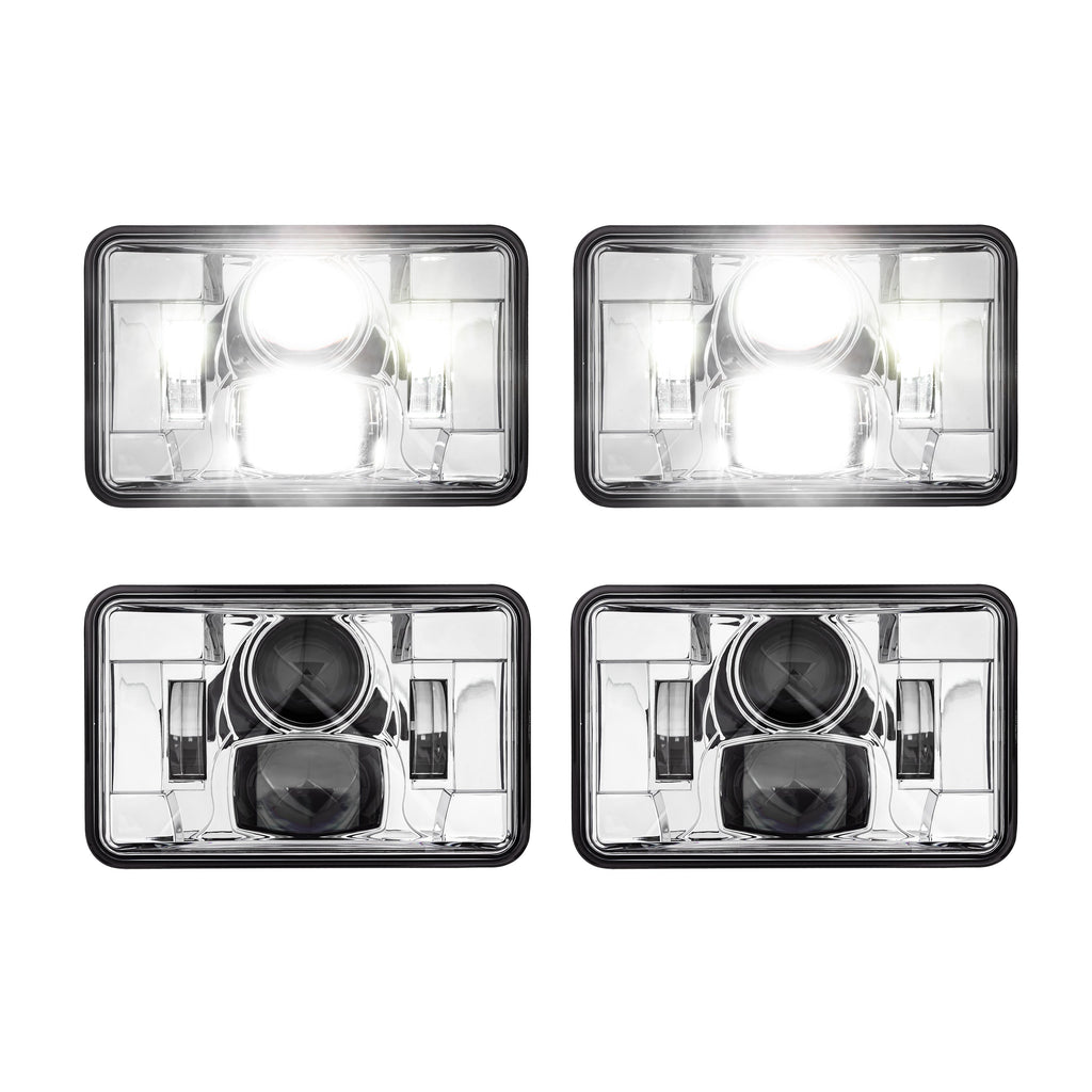 Eagle Lights Chrome 4 x 6 Chrome LED Headlights - Four Pack (Two High Beam / Two Low Beam)