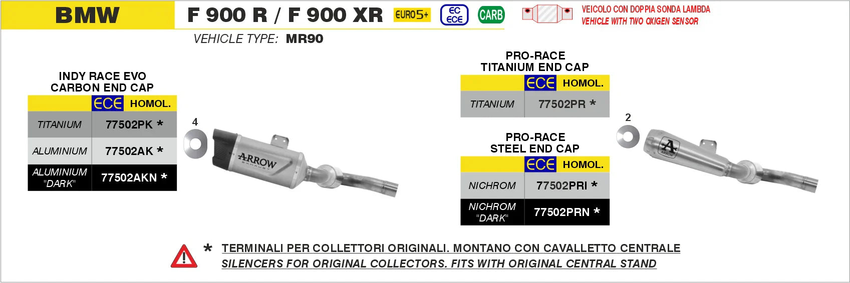 Arrow Bmw F900r E5+ 2025 Indy Race Evo Titanium Exhaust - 77502pk