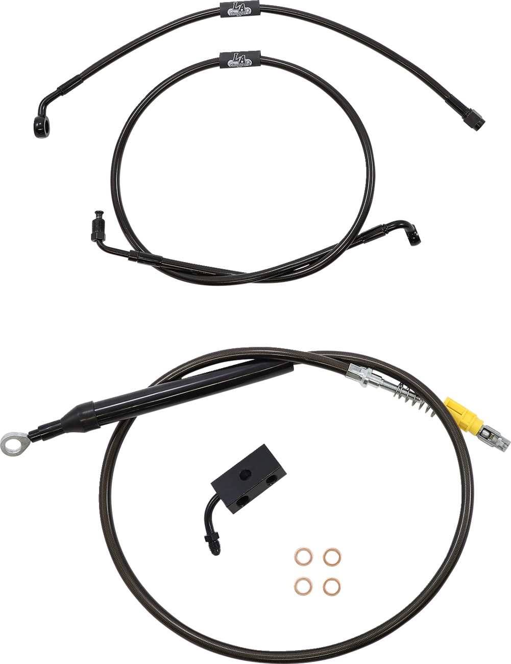 LA CHOPPERS Standard Midnight Braided Handlebar Cable/Brake Line Kit — Ape Hanger