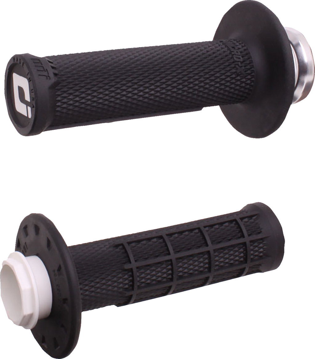 ODI Micro-X Half-Waffle V2 Lock-On Grips - Black/Silver H36MXB