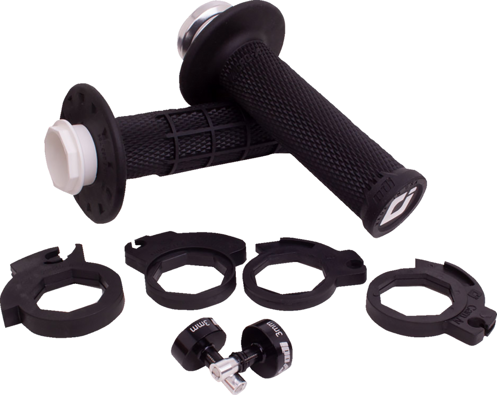 ODI Micro-X Half-Waffle V2 Lock-On Grips - Black/Silver H36MXB