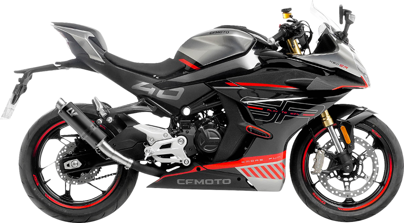 LEOVINCE GP Corsa Slip-On Muffler - Black Edition - CF Moto 450 15505BU