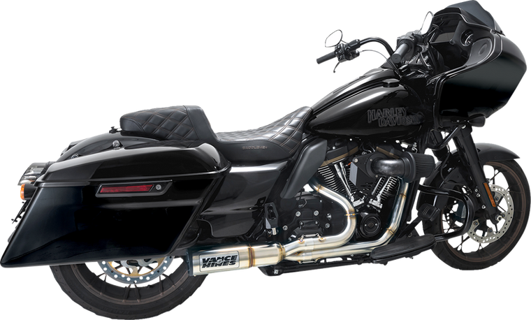 VANCE & HINES 2-into-1 High Output PCX Exhaust System - Brushed 27321-22 - Harley-Davidson Touring for California Models 2017-2022