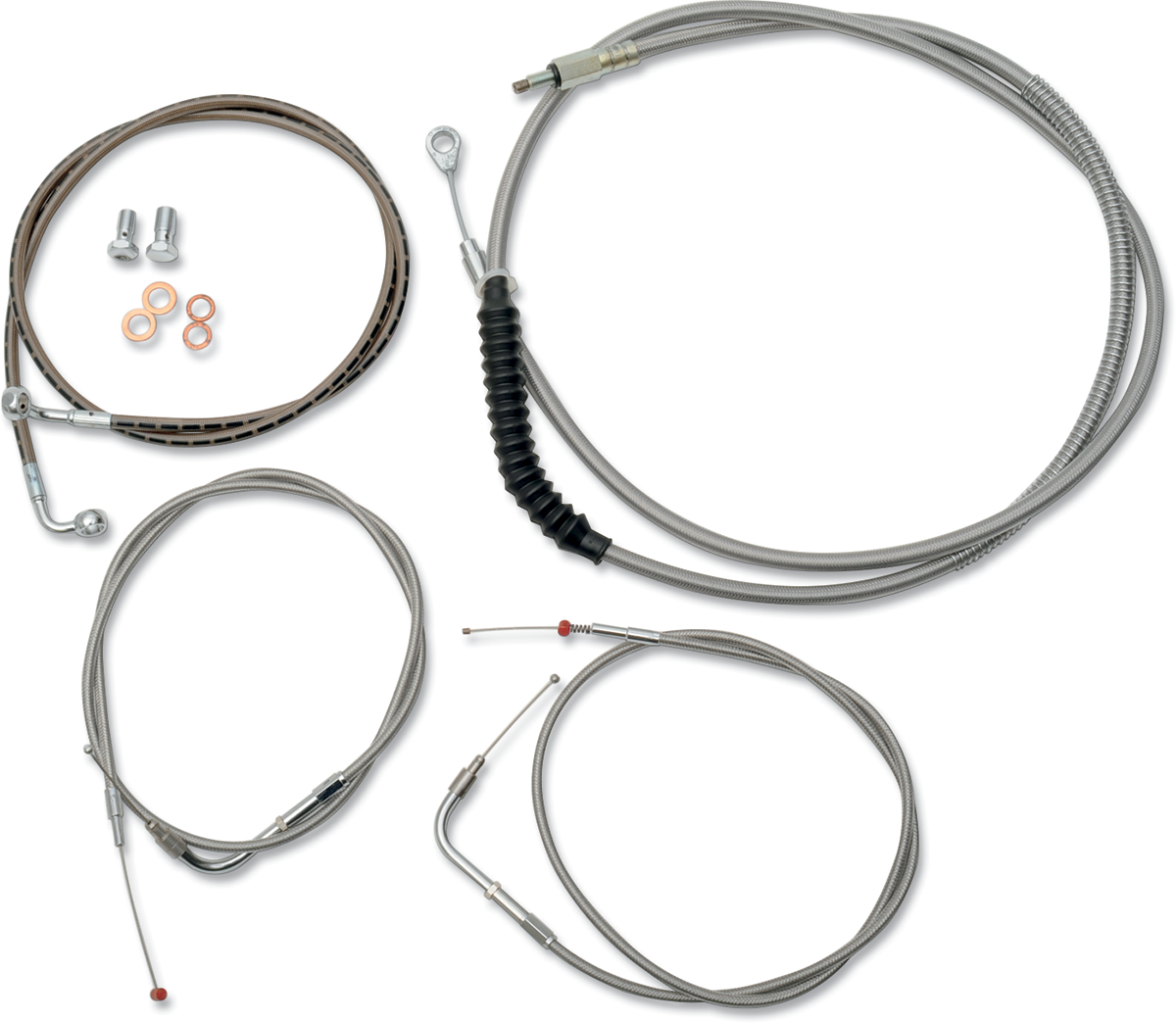 LA CHOPPERS Standard Stainless Braided Handlebar Cable/Brake Line Kit