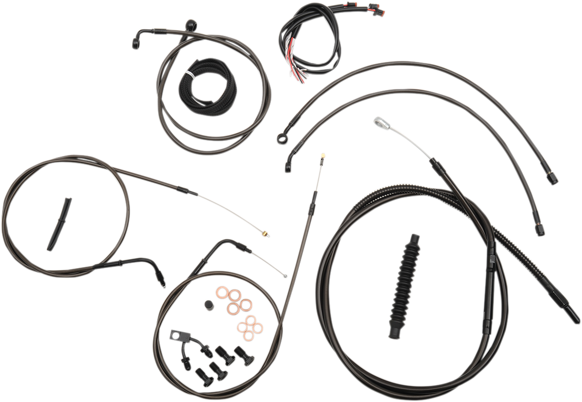 LA CHOPPERS Complete Midnight Braided Handlebar Cable/Brake Line Kit — Standard