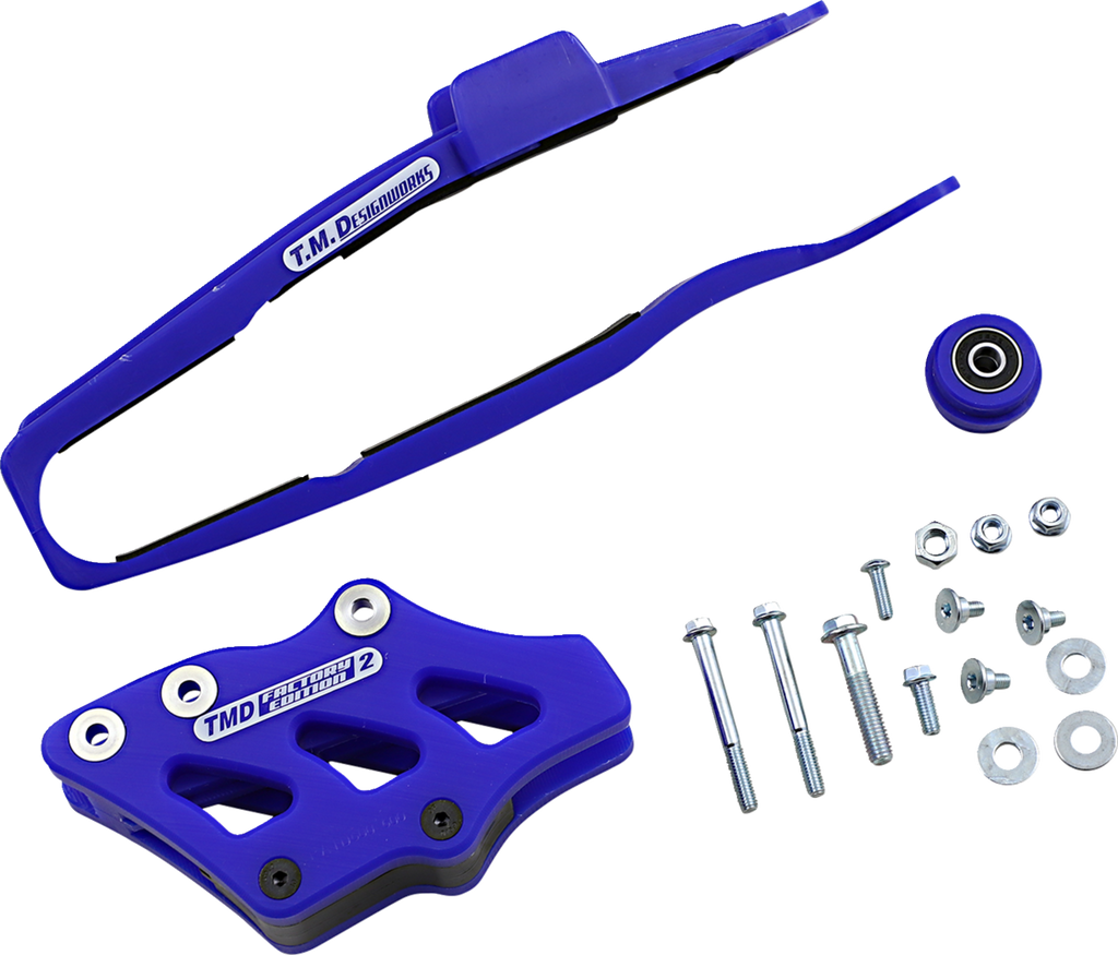 T.M. DESIGNWORKS Chain Guide and Slider Kit - Chain Guide/Slider / Blue / Yamaha 1231-1397