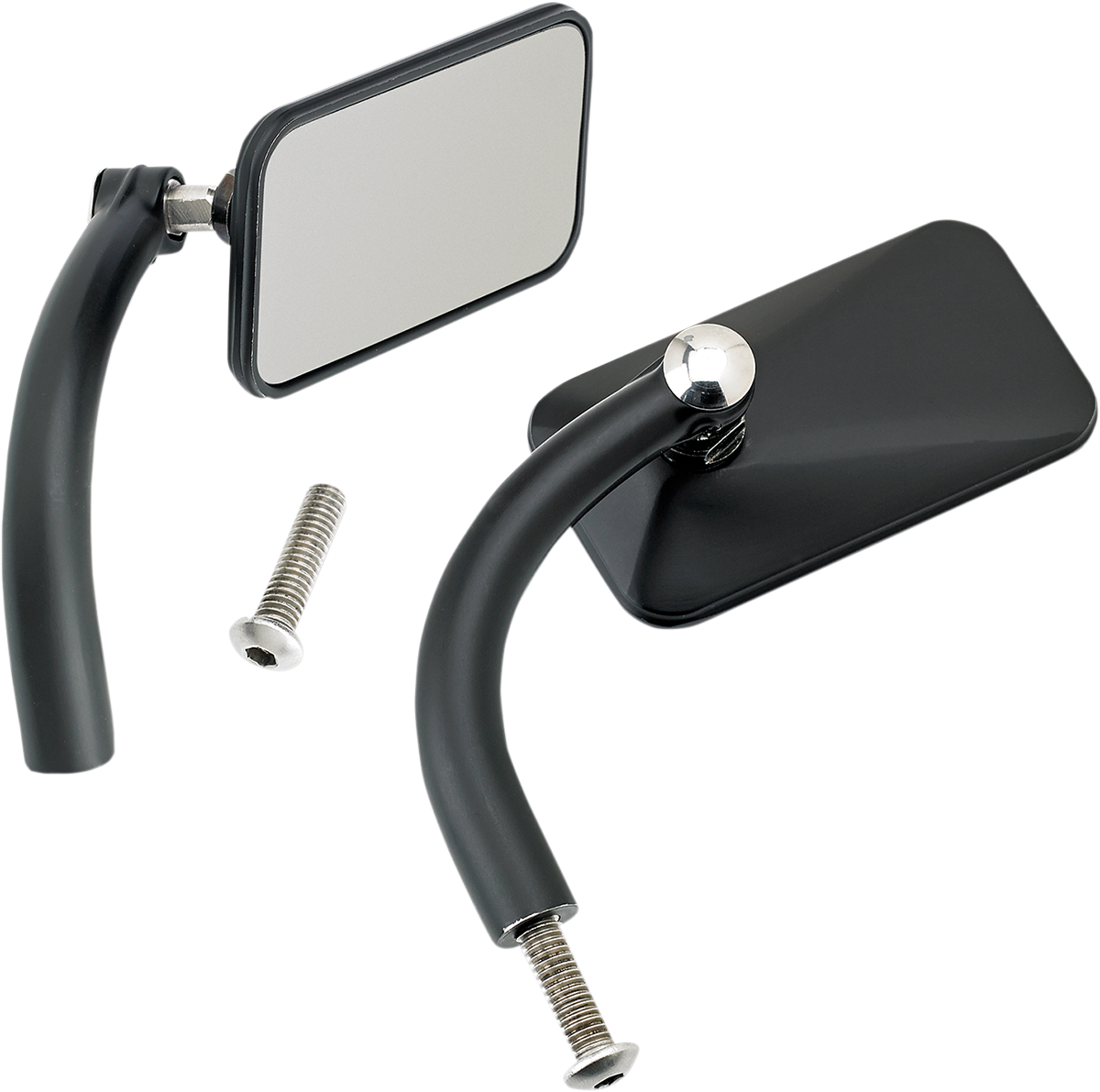 BILTWELL Mirrors - Utility / Side View / Rectangle / Perch / Black / Pair 0640-1000
