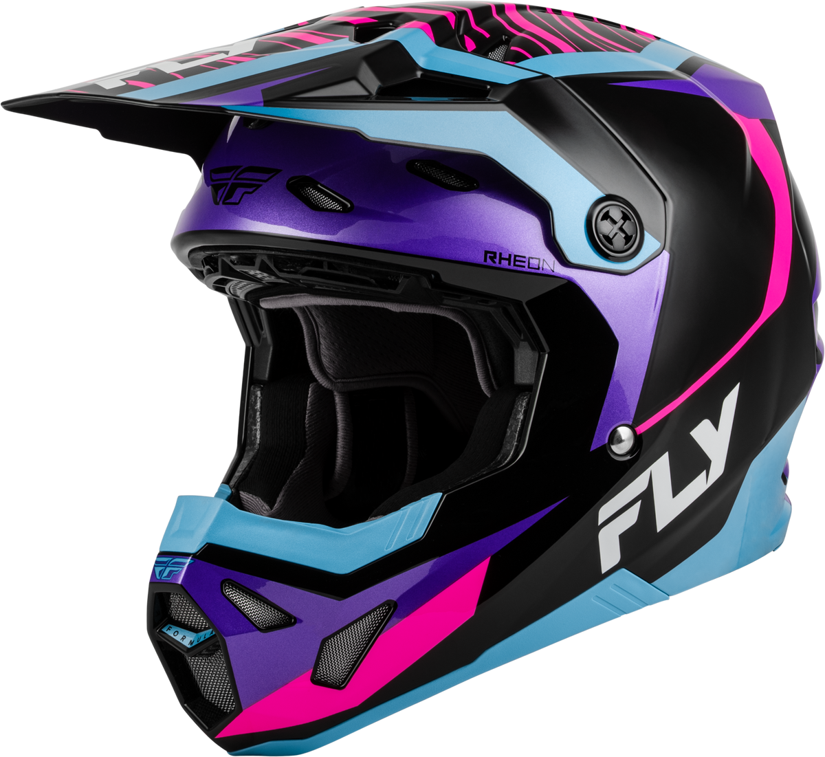 FLY Racing Formula CP Charge Helmet (2027) - Black / Purple / Pink / Blue - View 2
